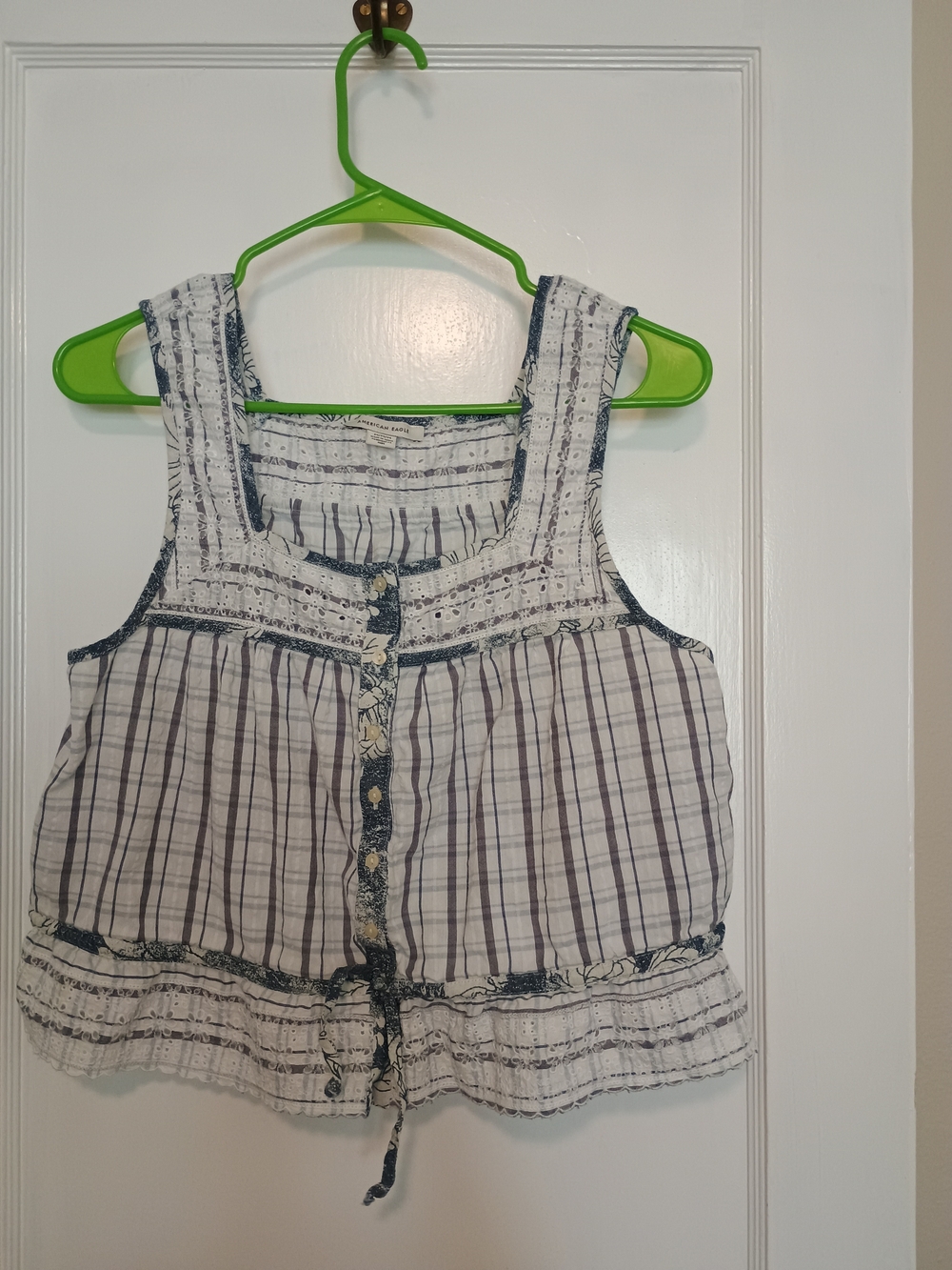 American Eagle Y2K Boho Eyelet Lace Babydoll Tank Top M